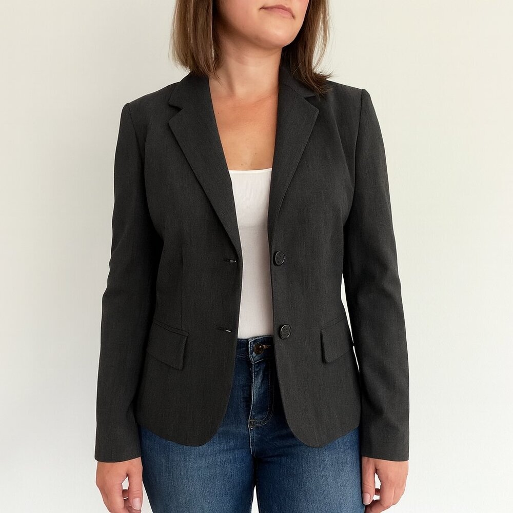 Ann Taylor Charcoal Gray 2-Button Tailored Blazer… - image 1